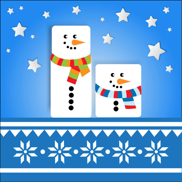 Vector background with snowmans.