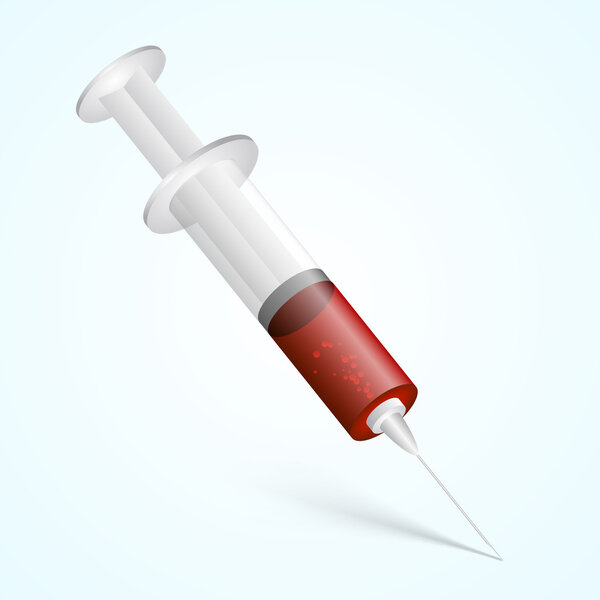 Syringe for a blood test. Vector illustration.