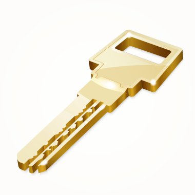 Golden security key. Vector illustration. clipart