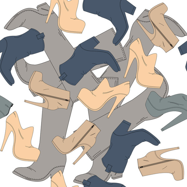Vector background with different shoes.