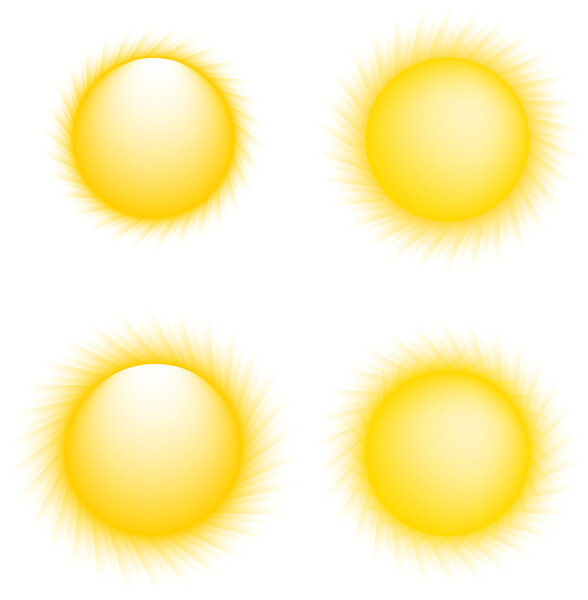 Векторные иконы Солнца. Солнечный удар
