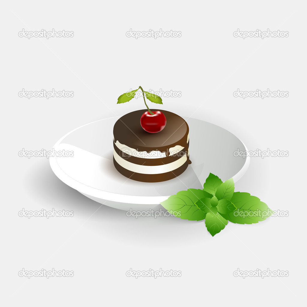 Cherry cake. Vector illustration.