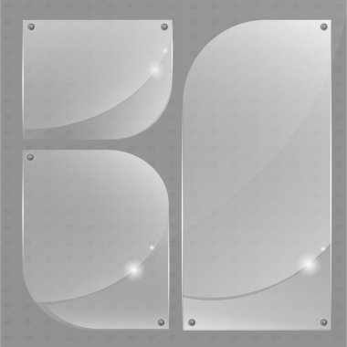 Collection of transparent glass banners. clipart