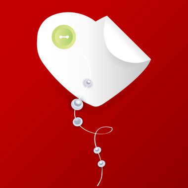 Vector heart with button and pearls. clipart