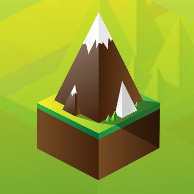 Square maquette of mountains clipart