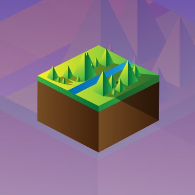 Square maquette of mountains clipart