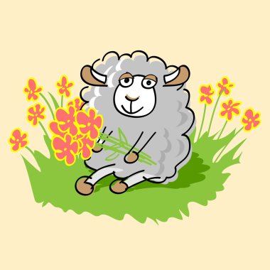 Cute cartoon sheep. Vector illustration. clipart