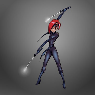 Vector illustration of a ninja woman. clipart