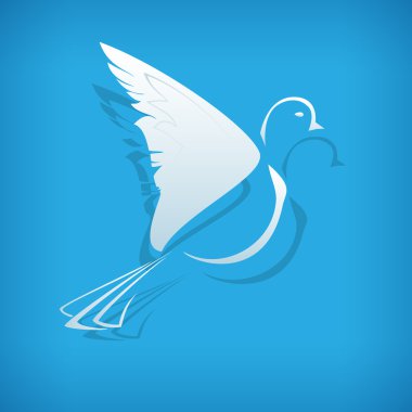Vector paper dove on blue background. clipart