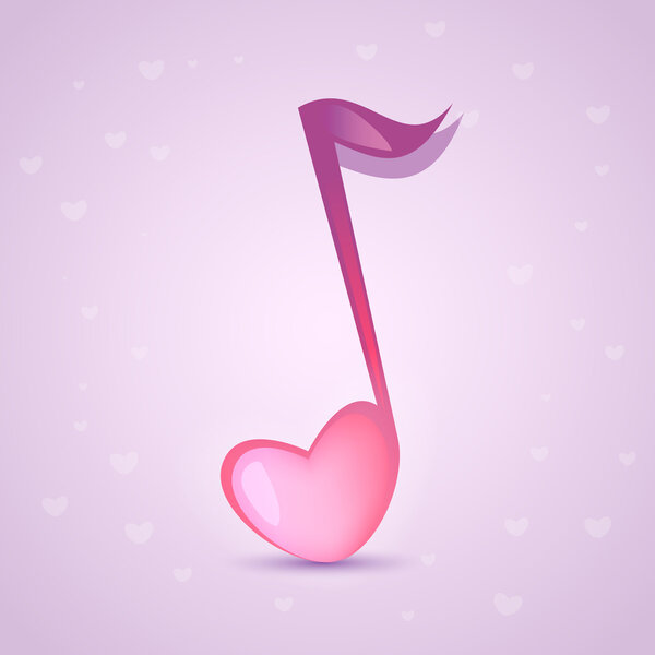 Musical love key. Vector illustration.
