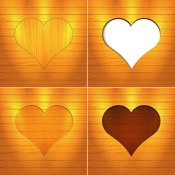 Heart in wood. Vector Background.