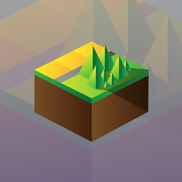 Square maquette of mountains