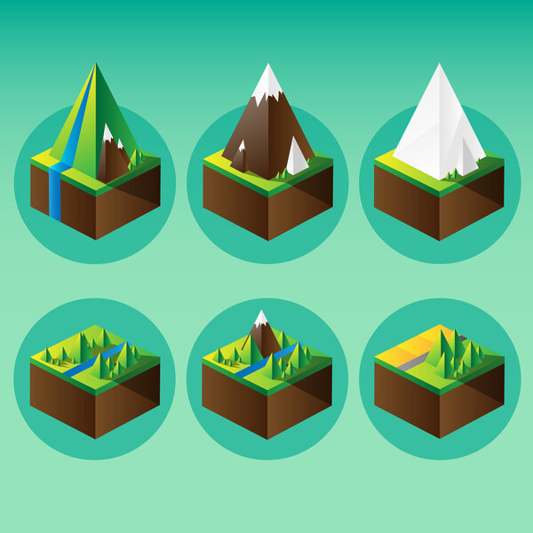 Mountain graphic elements. Vector illustration.