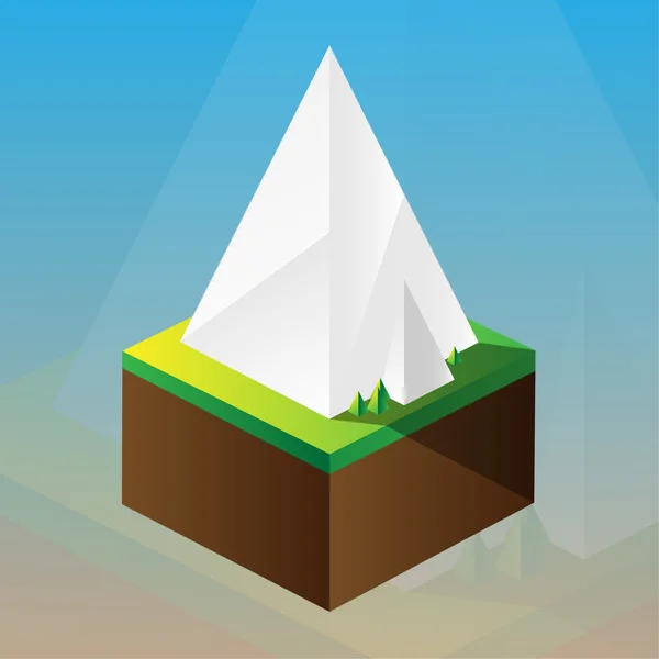 Square Maquette Mountains — Stock Vector