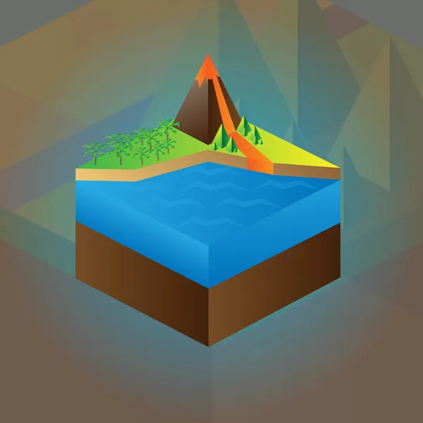 Vulkanmaquette Vektorschema — Stockvektor