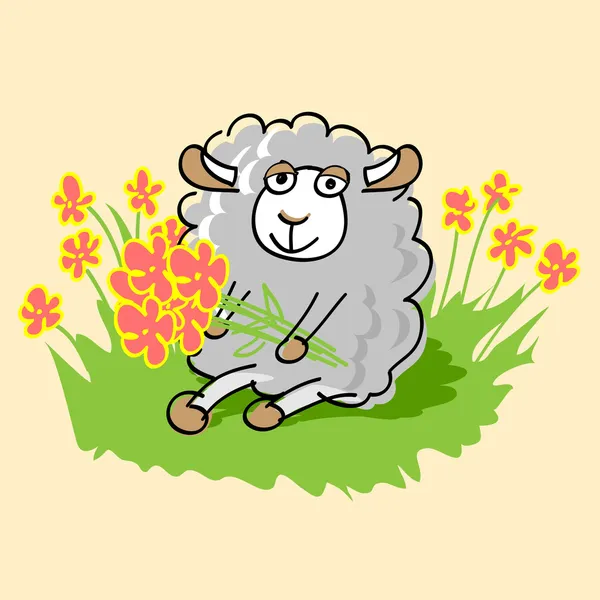 かわいい漫画の羊 ベクトル イラスト — ストックベクタ