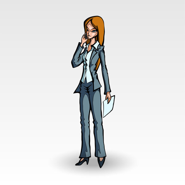Vector illustration of a businesswoman with phone.