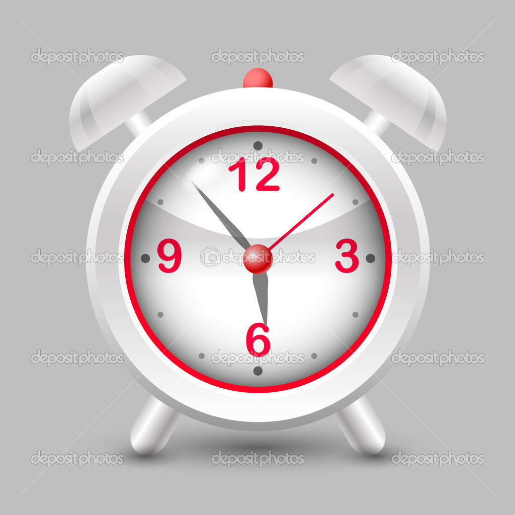 Vector illustration of a red alarm clock.