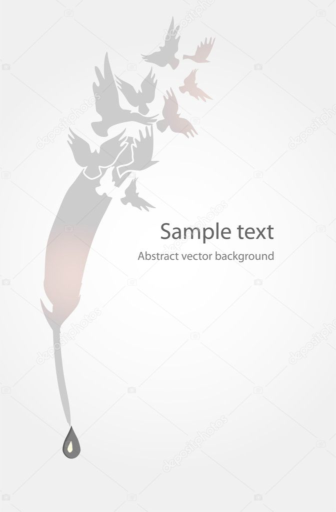 Vector background with feather and birds.