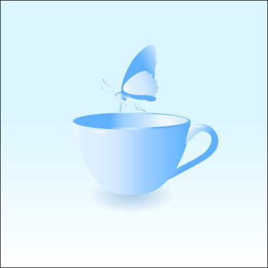 Vector illustration of a cup with butterfly. clipart