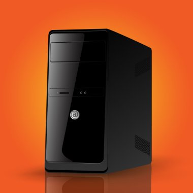Vector illustration of a black computer case. clipart
