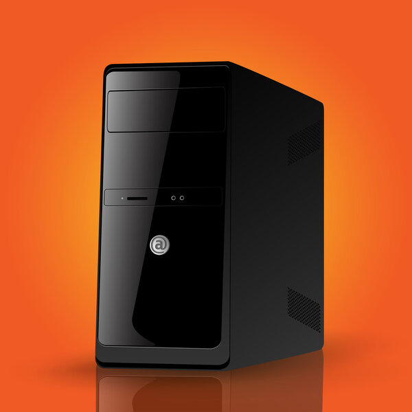 Vector illustration of a black computer case.