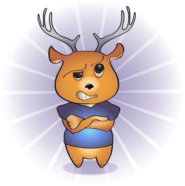 Vector illustration of a disgruntled deer. clipart
