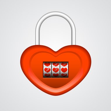 Red heart shaped lock. Vector illustration clipart
