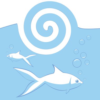 Vector blue background with fishes. clipart