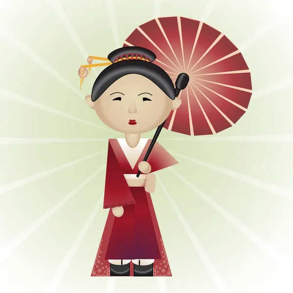 Vector Illustration Geisha — Stock Vector