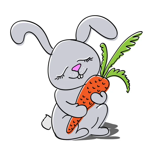 Lapin Mignon Avec Carotte — Image vectorielle