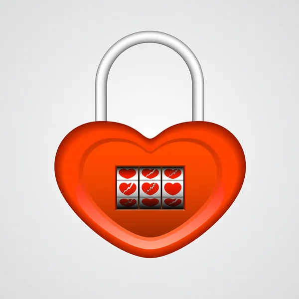 Red Heart Shaped Lock Vector Illustration — Stock Vector