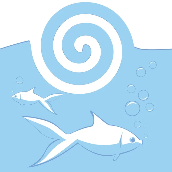 Vector Blue Background Fishes — Stock Vector