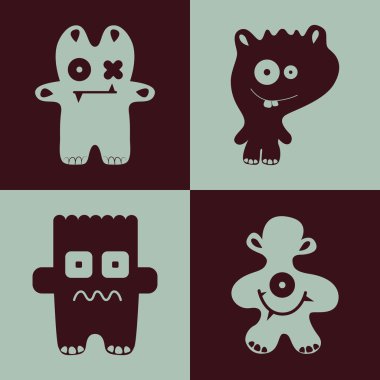 Vector collection of cartoon funny monsters. clipart