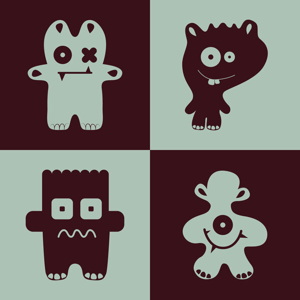 Vector collection of cartoon funny monsters.