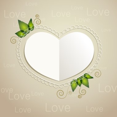 Vector heart shaped paper card. clipart