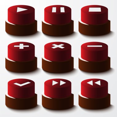 Vector set of red buttons. clipart