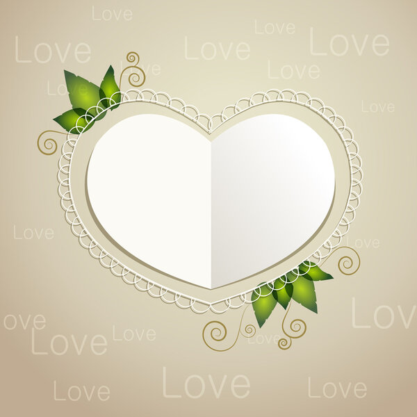 Vector heart shaped paper card.