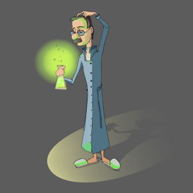 Chemist with the flask in his hand. clipart