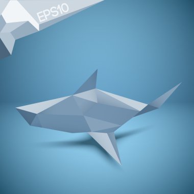 Vector illustration of origami shark. clipart