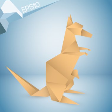 Vector illustration of origami kangaroo. clipart