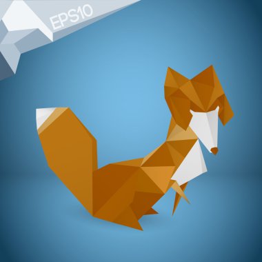 origami fox vektör çizim.