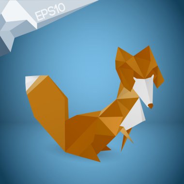 Vector illustration of origami fox. clipart