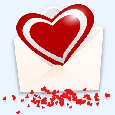 Open envelope with heart. Vector illustration. clipart