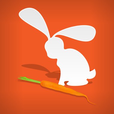 Vector white rabbit with carrot. clipart
