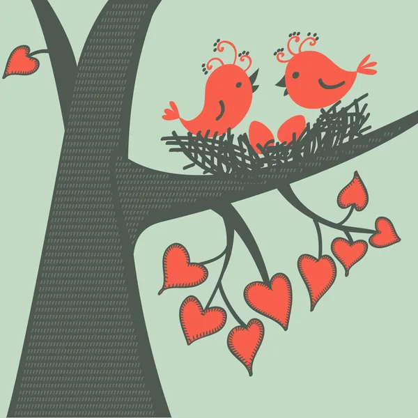 Ptak Gałęzi Miłości Ilustracja Wektorowa — Wektor stockowy