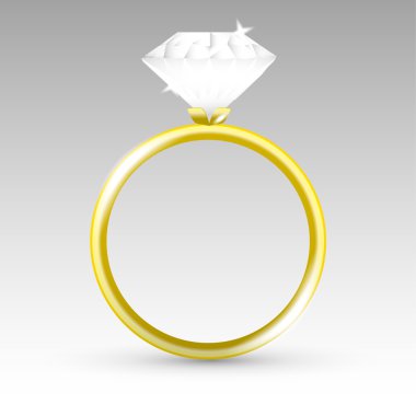 Vector gold ring with diamond. clipart