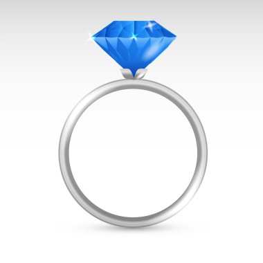Vector silver ring with diamond. clipart