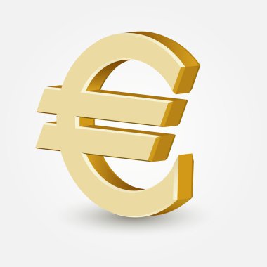 Vector golden euro sign isolated on white background. clipart