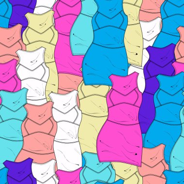 Vector background with colored dresses. clipart